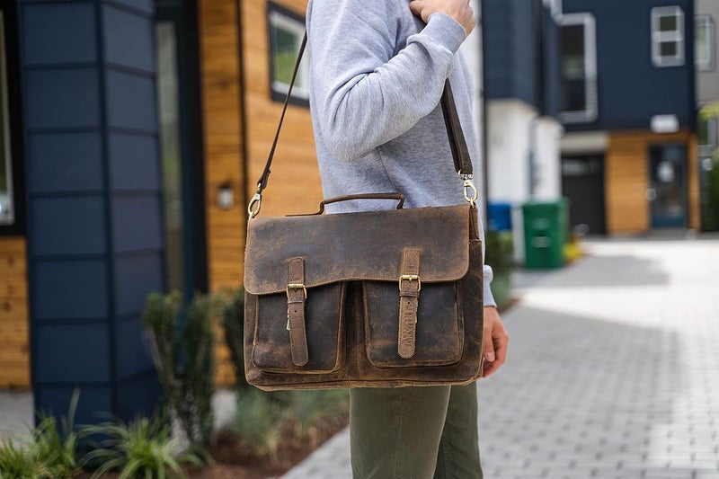 KomalC 18 Inch Leather briefcase Laptop Messenger Bags for Men and Women Best Office Satchel Bag (Messenger Bag) - Image 4